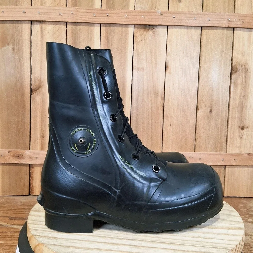 Vintage Bata US Military Mickey Mouse Rubber Boots Mens 8N Black Cold Weather